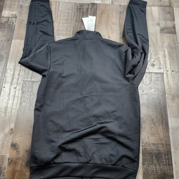 Men's Adidas Size M Medium Tres Three Stripe Black Polyester Track Jacket - Picture 3 of 8